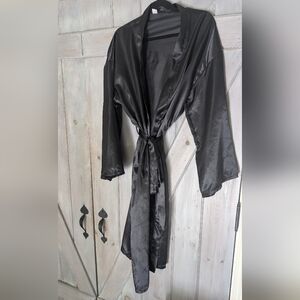 Gorgeous Chic Black Satin Robe One Size Fits All